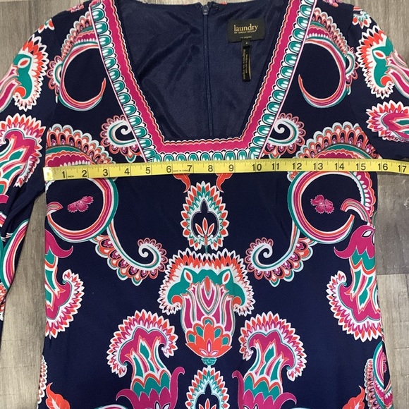 Laundry Shelli Segal Los Angeles multicolored 3/4 bell sleeve dress womens Sz 4 - Picture 5 of 14